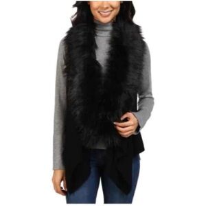 MICHAEL Kors Chic Black Faux Fur Knit Sweater Vest women’s size M